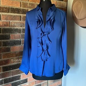 Isaac Mizrahi Blue Ruffled Blouse‎